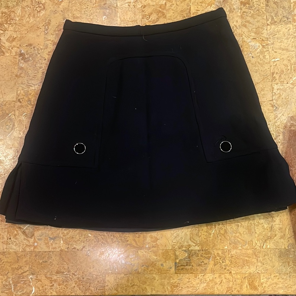 Wool skirt by Goat, made in UK, 8, lined, flare side pleats. Zips in back.